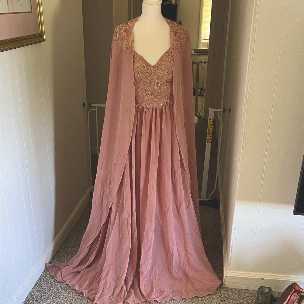 JJs House Blush 2 piece Pink Maxi Dress with Lace